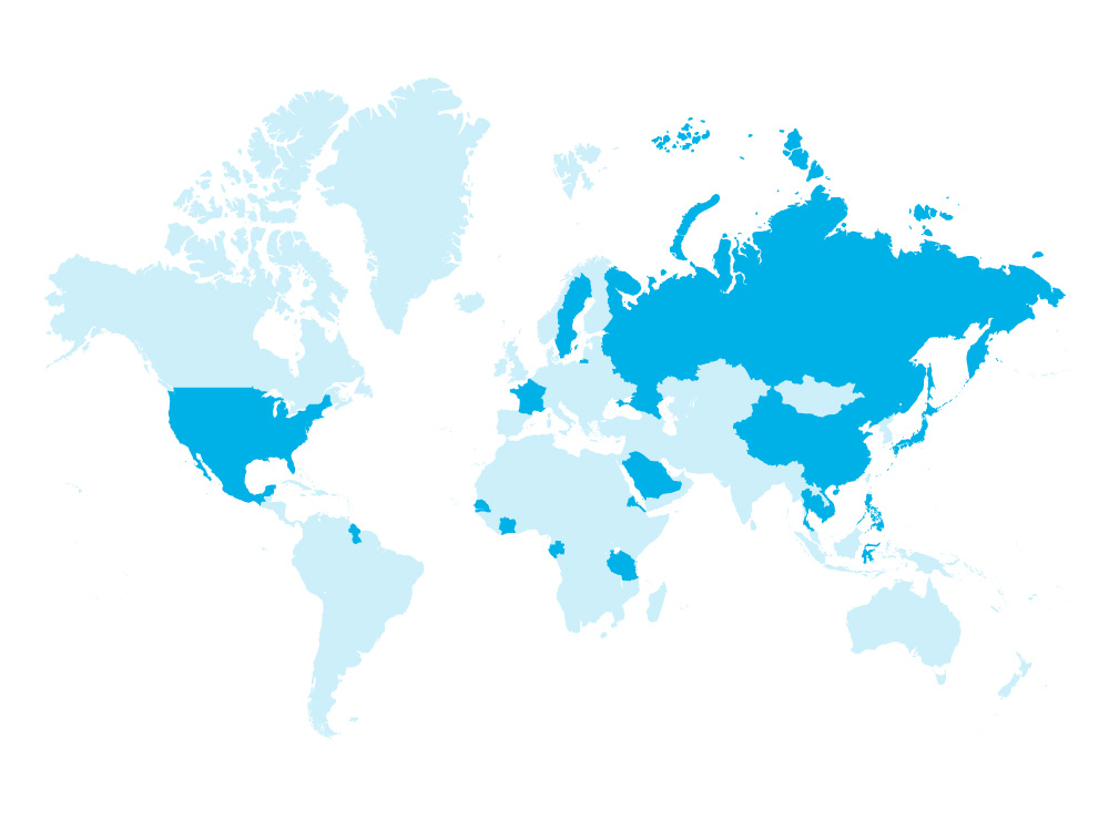 Carte internationnale du groupe Ogeu